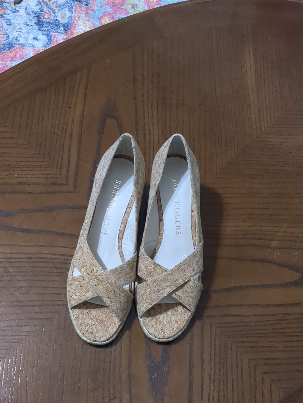 Jack Rogers Cork Crisscross Wedge Sandals - Natural